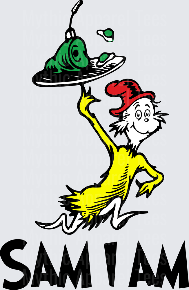Dr. Seuss Sam I Am Holding Green Eggs and Ham Platter Classic Character Illustration