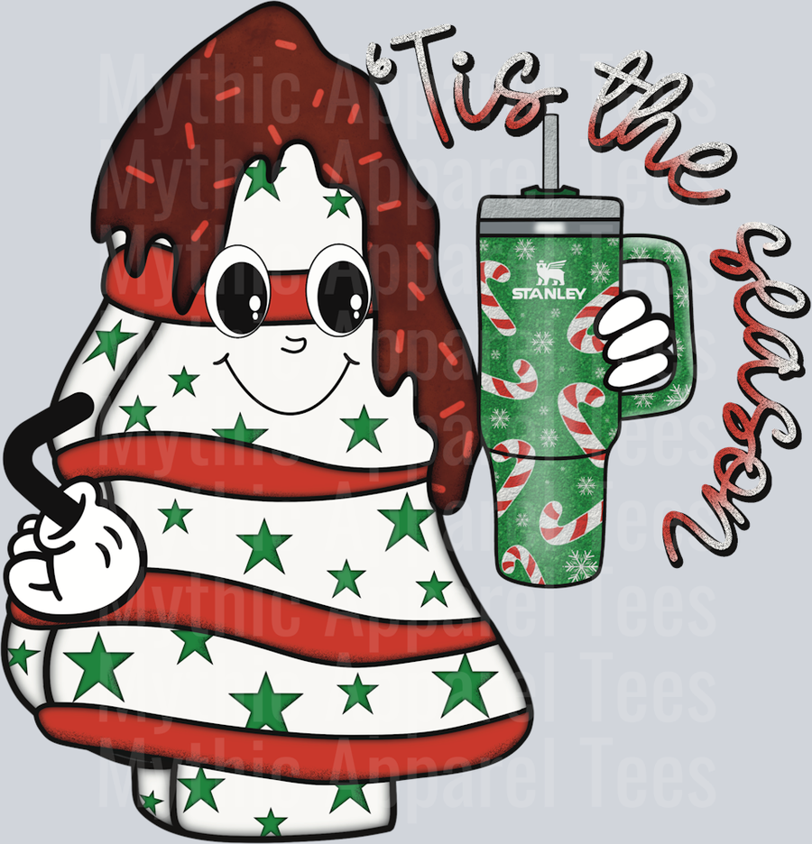 Tis the season Christmas cake Stanley Cup DTF Christmas Transfers
