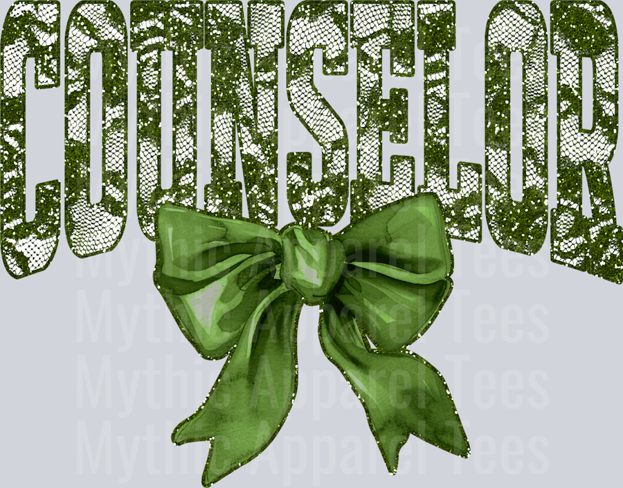 Olive Green Lace Counselor St Patrick's Day College Font Floral and shamrock pattern