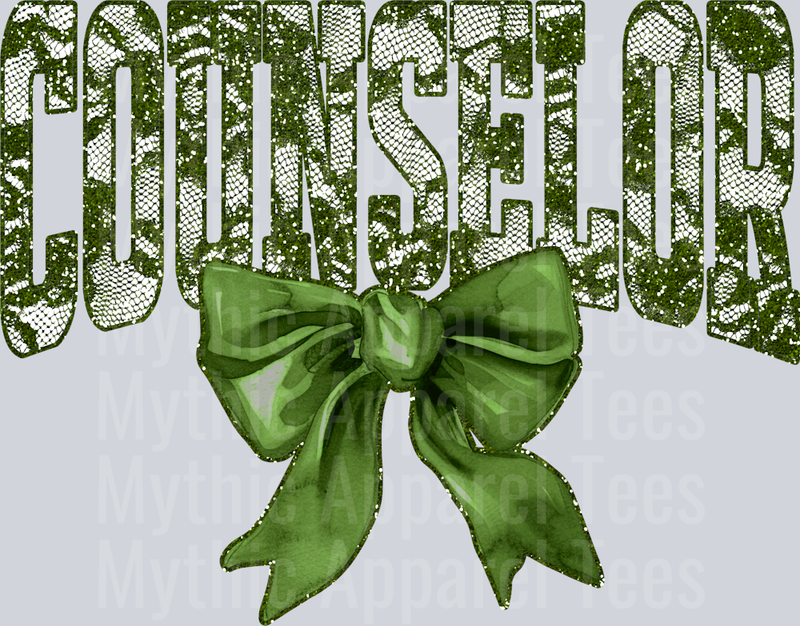Olive Green Lace Counselor St Patrick's Day College Font Floral and shamrock pattern