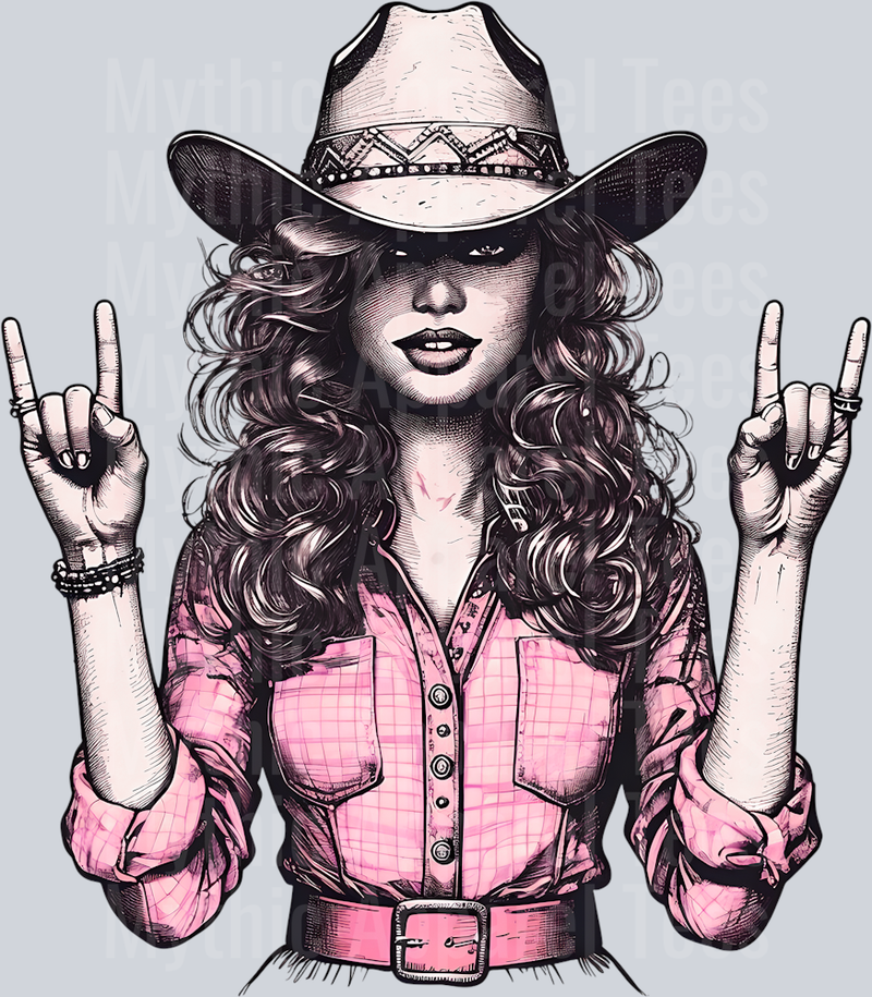 Love Rock N Roll Cowgirl Western Southern Girl Pink