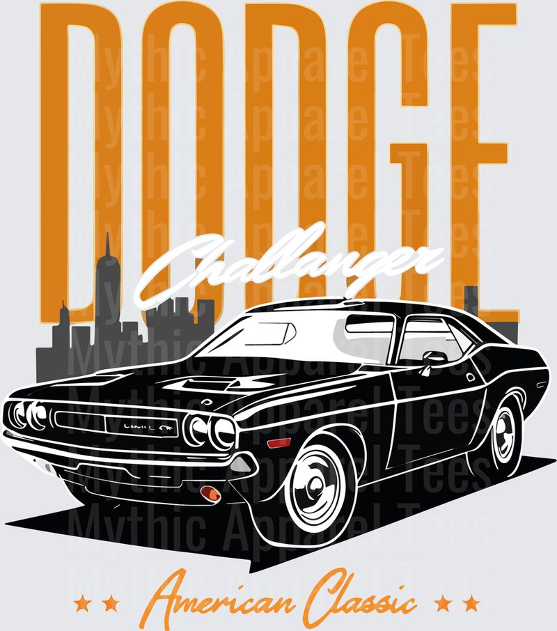 Drifting and Muscle Cars Dodge Challenger American Classic Black City Skyline