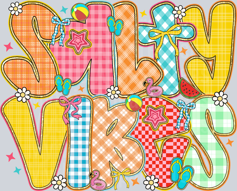 Salty Vibes checker pattern DTF Summer Transfers