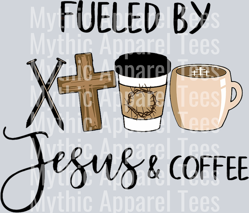 Fueled by jesus and coffee nails cross DTF Coffee Transfers