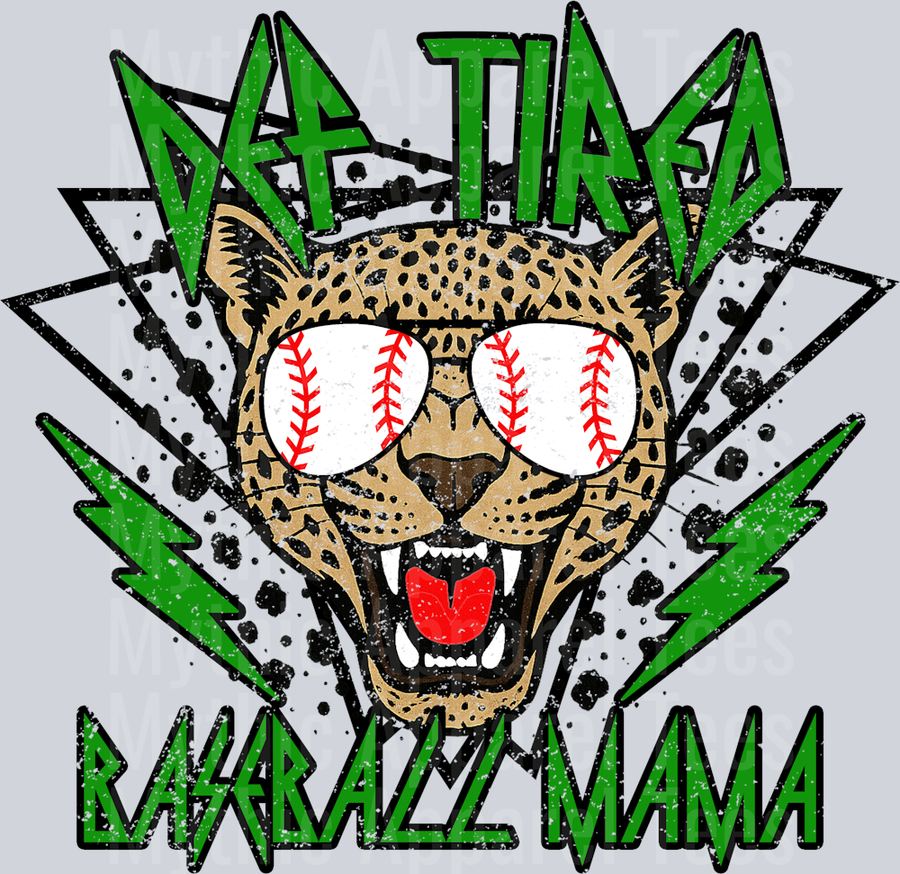 Green Def Tired Baseball Mama School Spirit & Sports