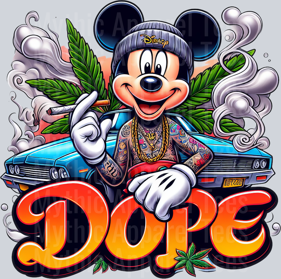 Mickey Mouse Hot Rod Smoking Pop Culture DTF Weed Transfers