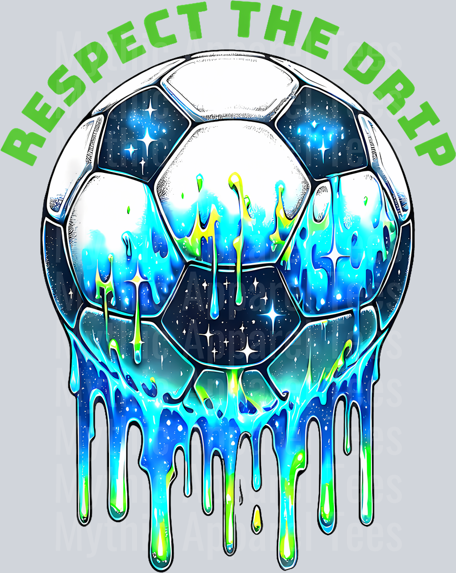 Respect The Drip Soccer ball Ice Cream Drip With Sprinkles DTF Soccer Transfers