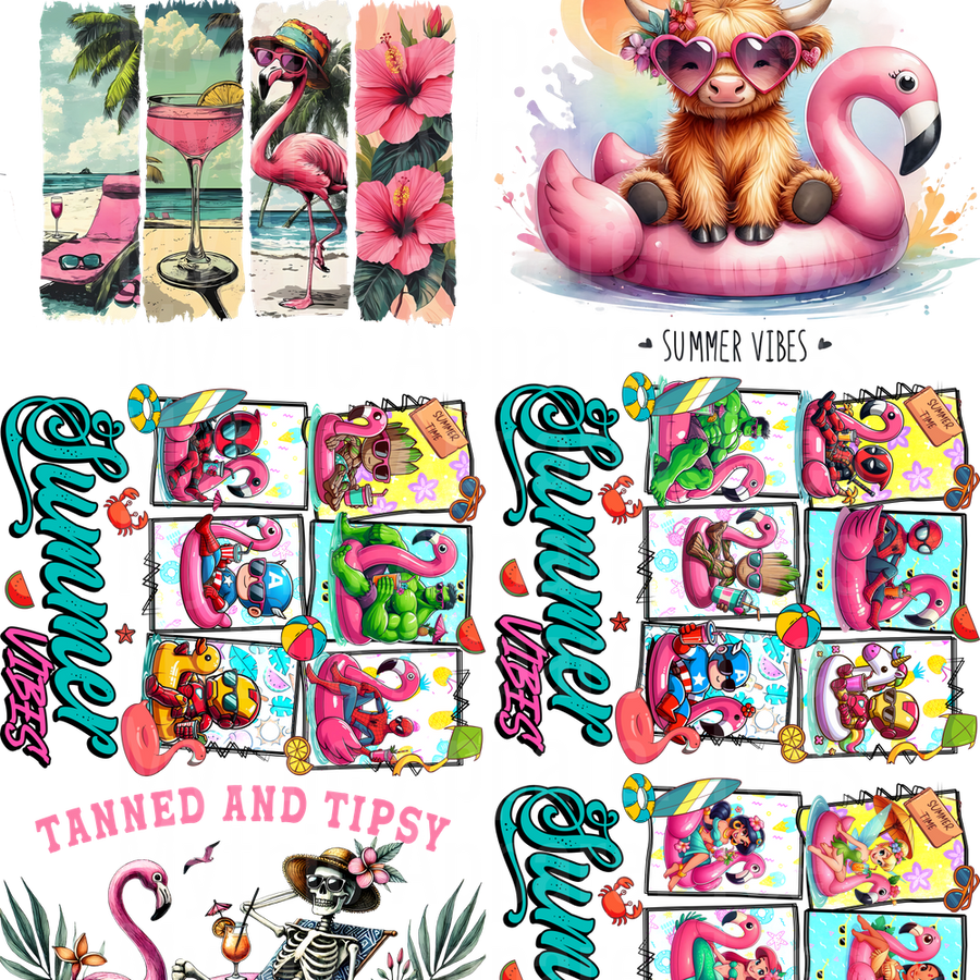 FLAMINGO SUMMER GANG SHEET 10 FULL SIZE IMAGES