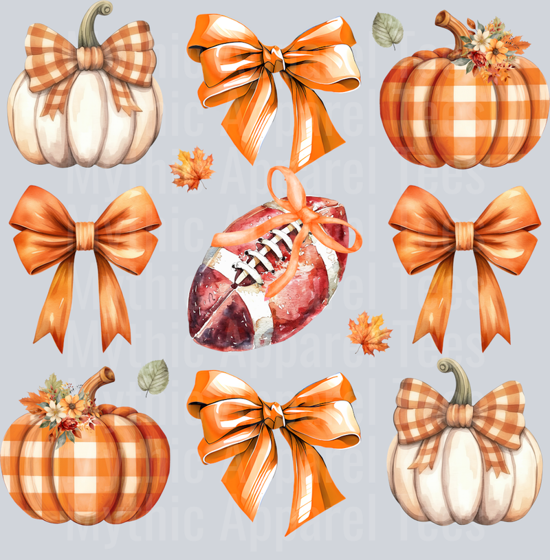 Football Coquette with fall bows DTF Football Transfers
