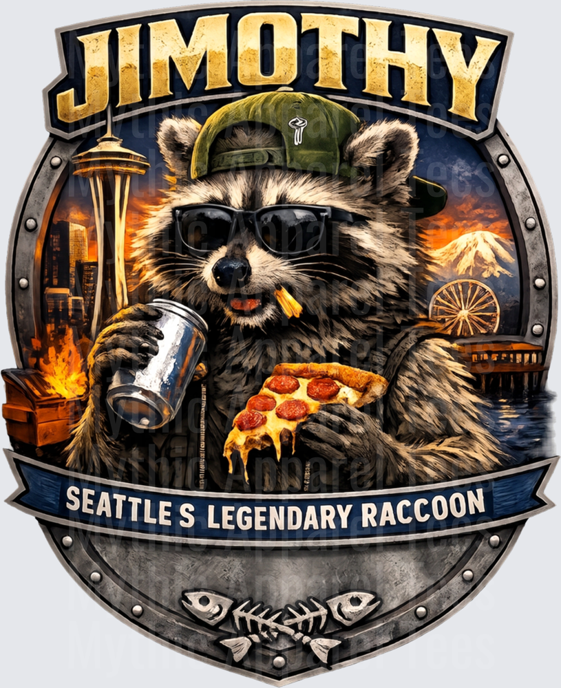 Jimothy Seattle's Legendary Raccoon Shield Badge Design