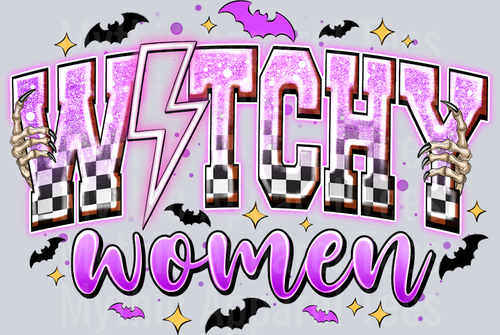 Witch Women Purple Neon Checker