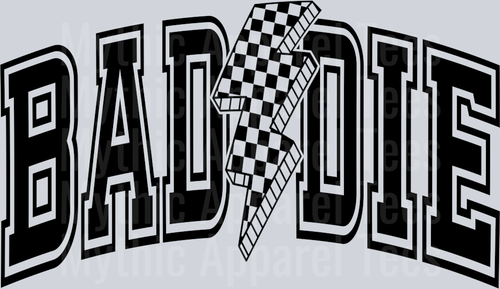 Baddie Empowering Checker Black Varsity Letters