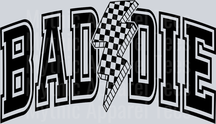 Baddie Empowering Checker Black Varsity Letters