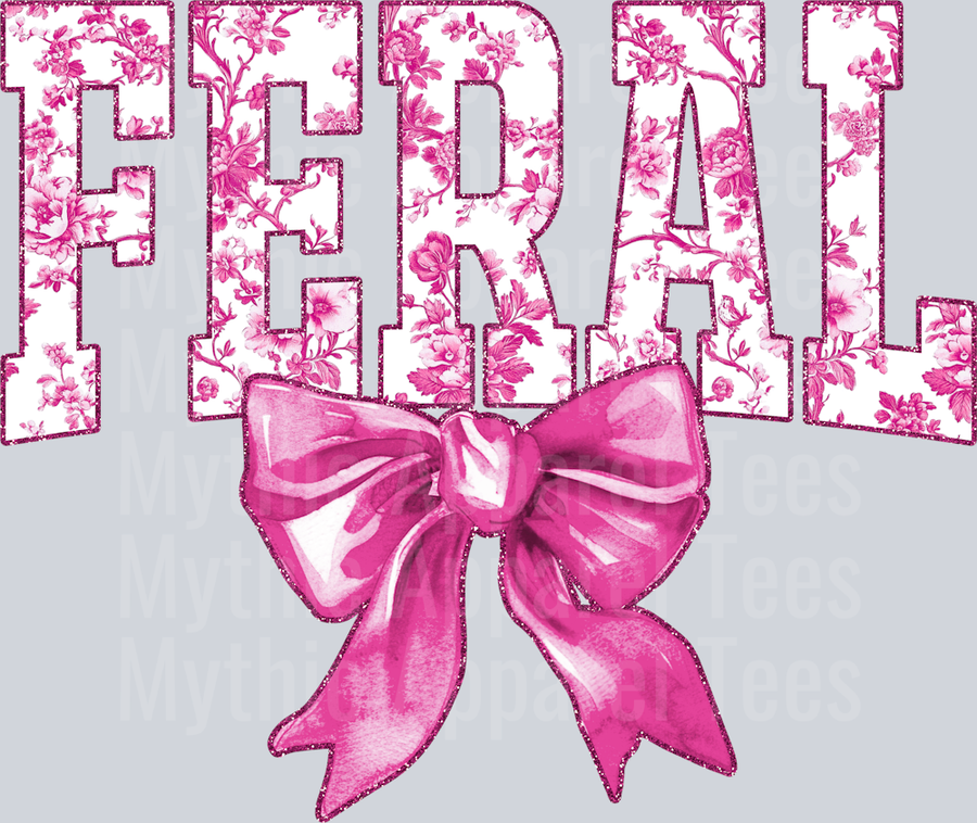 Light Pink Feral College Font With Bow Floral Pattern Feral Life