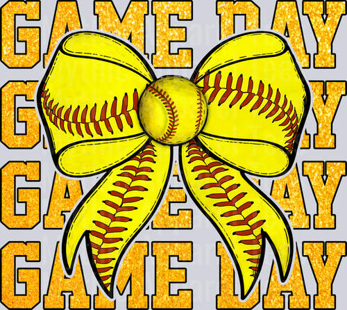 Gameday Softball with yellow red and black cute DTF Sports Transfers