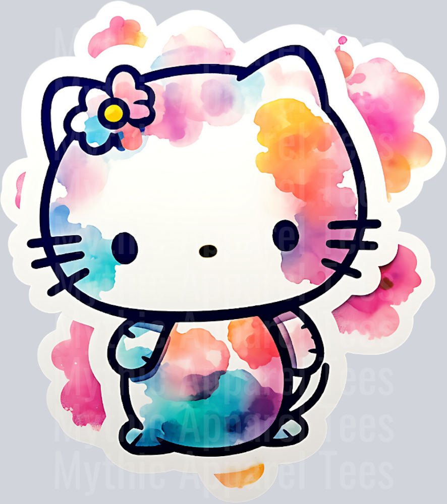Classic watercolor HK Hello Kitty Flowers