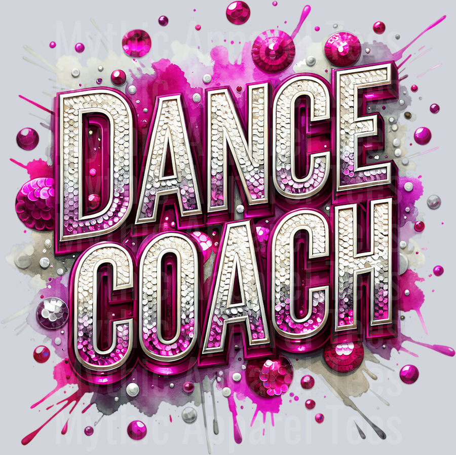 0016 Dance Coach Sequins Pink DTF Dance Coach Transfers