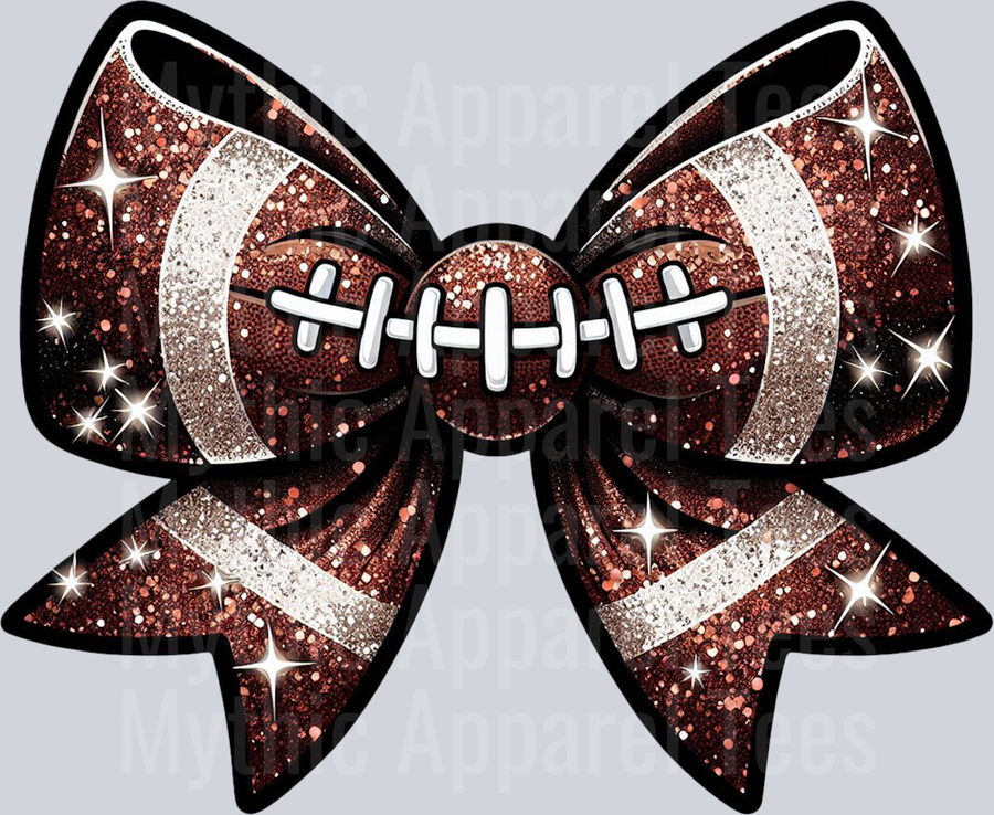Football Bow tan black and white School Spirit & Sports