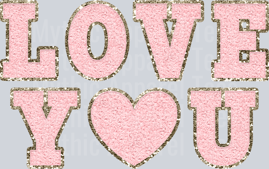 Love You Wavy Retro Funny Designs Valentines Day Sequin