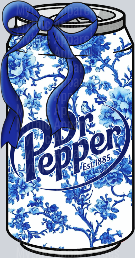 Dr Pepper can blue floral chinois DTF Drink Transfers