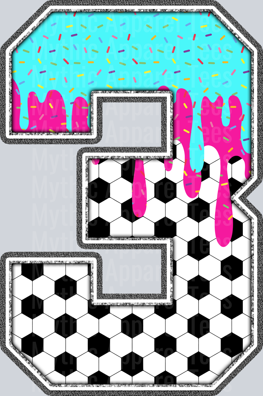 3 Soccer Drip Name With Bow DTF Soccer Transfers