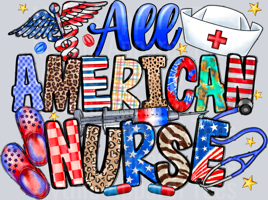 All American Nurse DTF Patriotic Transfers