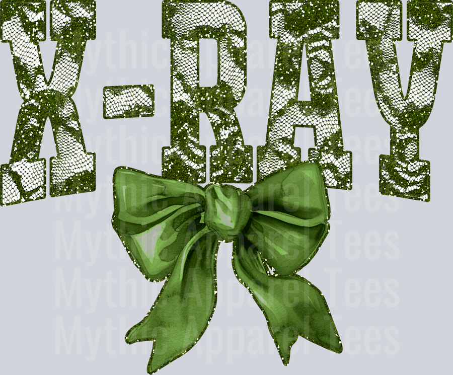 Olive Green Lace Xray St Patrick's Day College Font Floral and shamrock pattern