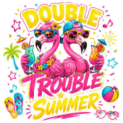 Flamingos Double Trouble Summer Duo with Tropical Cocktails