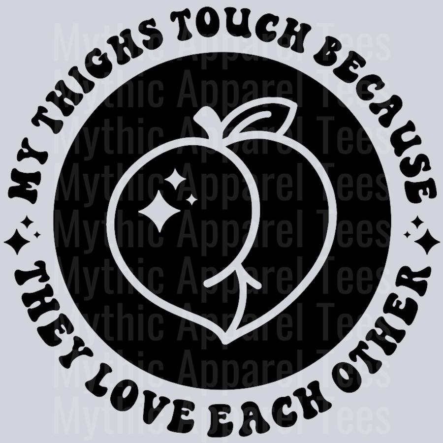 My Thighs Touch Because They Love Each Other Pocket Design Wavey Retro Style Funny Shirt Design