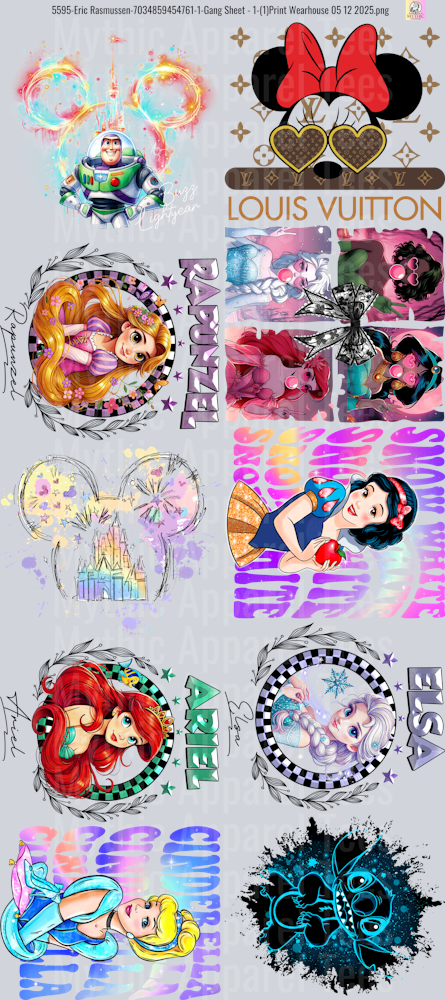 Disney Gang Sheet 10 Full Size Transfers