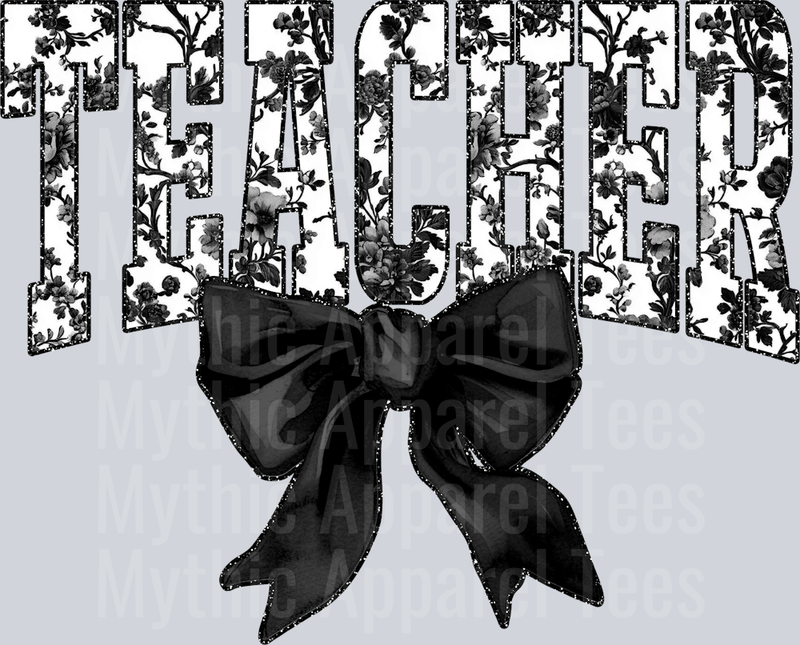 Black Toile Teacher College Font Floral Teacher Design