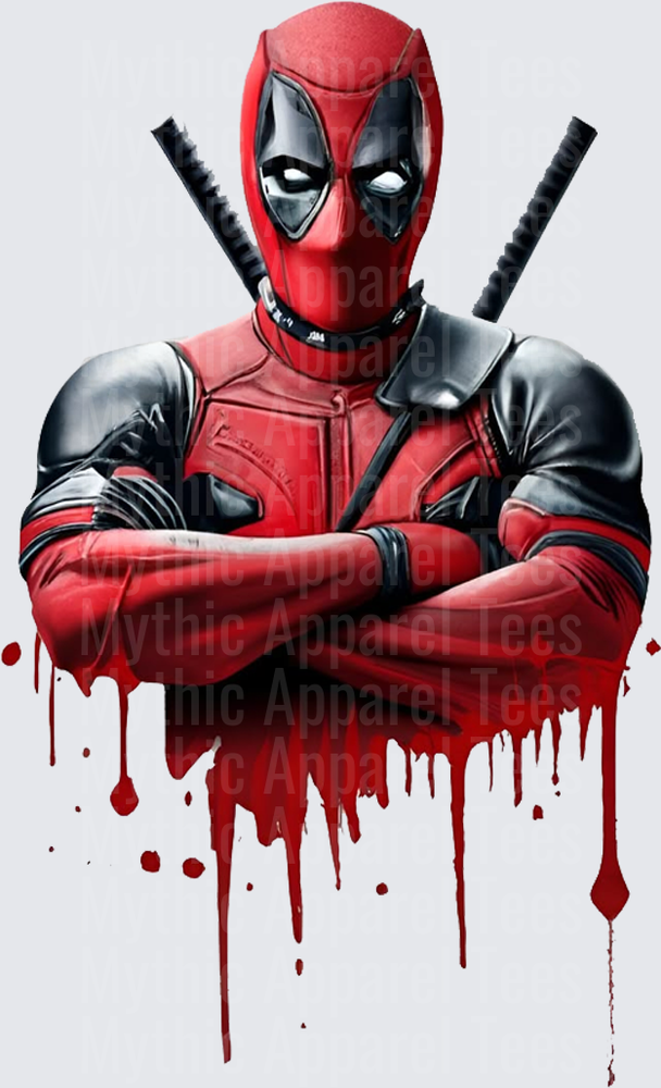 Marvel Super Heroes Deadpool Arms Crossed Red Blood Drip