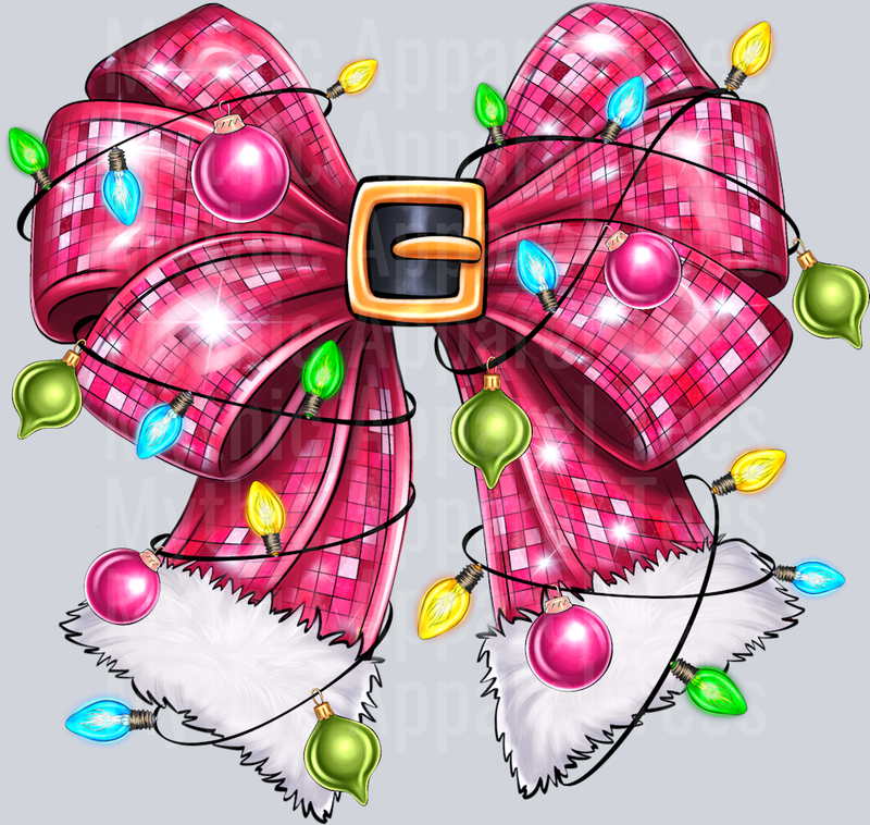 Christmas Coquette Disco Pink Bow
