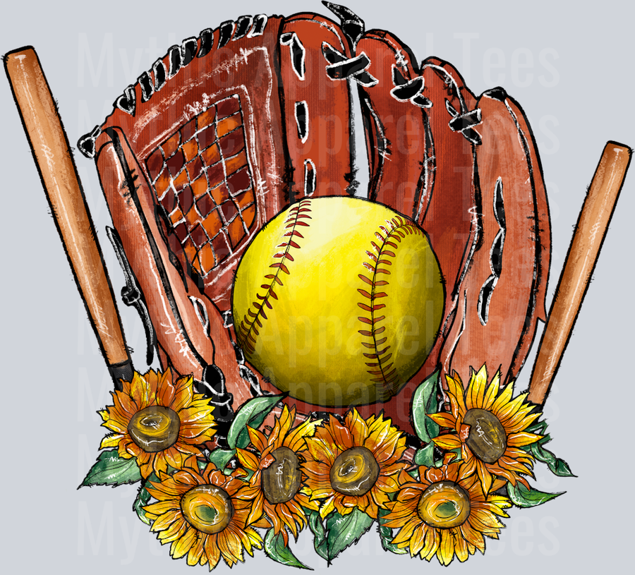 Softball Glove with sunflowers