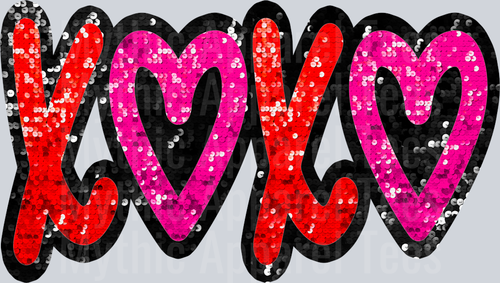 XOXO Pink And Red Sequin Style Combo Valentines Day Design