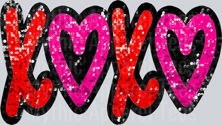 XOXO Pink And Red Sequin Style Combo Valentines Day Design