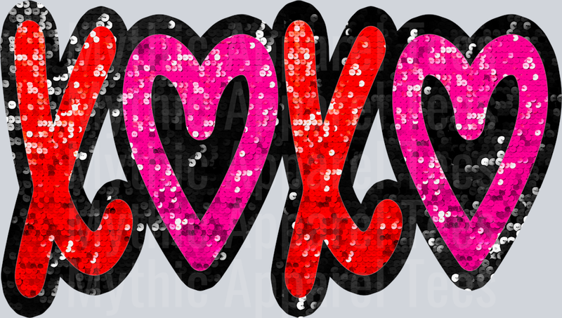 XOXO Pink And Red Sequin Style Combo Valentines Day Design