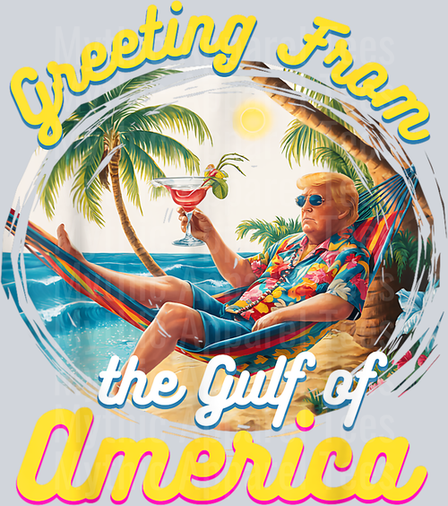 Greetings from gulf of america hammock drink and palm trees DTF Gulf Of America Transfers