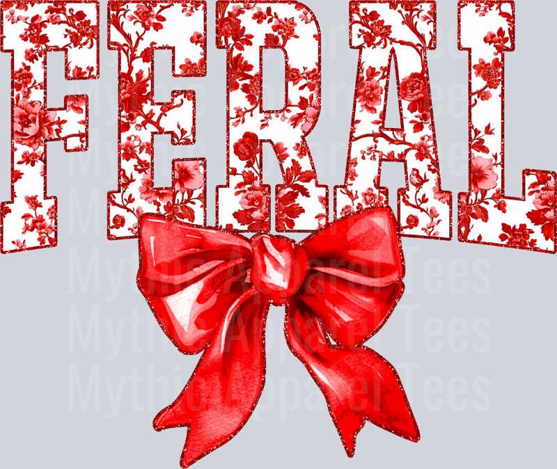 Red Feral College Font With Bow Floral Pattern Feral Life