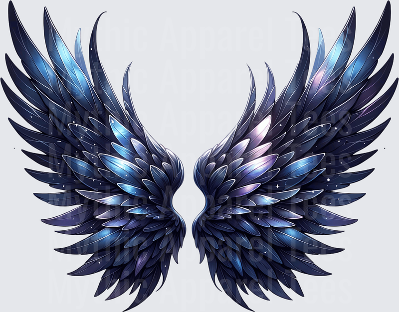 Angel Wings Dark Blue Galaxy Feathered Spread
