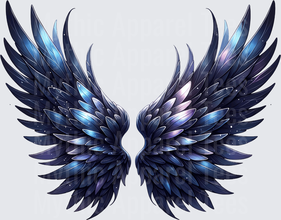 Angel Wings Dark Blue Galaxy Feathered Spread