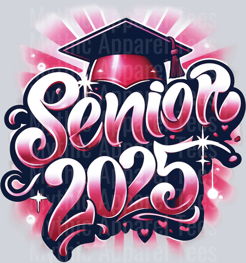 002 Airbrushed Senior 2025 Maroon DTF 2025 Senior Graduation Transfers