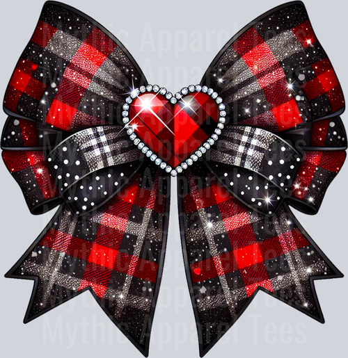 Bow RED and BLACK Plaid Style Combo Valentines Day Design