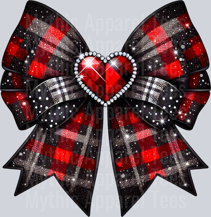 Bow RED and BLACK Plaid Style Combo Valentines Day Design