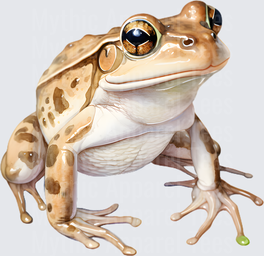 Realistic Watercolor Leopard Frog with Brown Spots and Golden Eyes