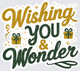 Christmas Wishing You Joy & Wonder Gold Green Gift Typography