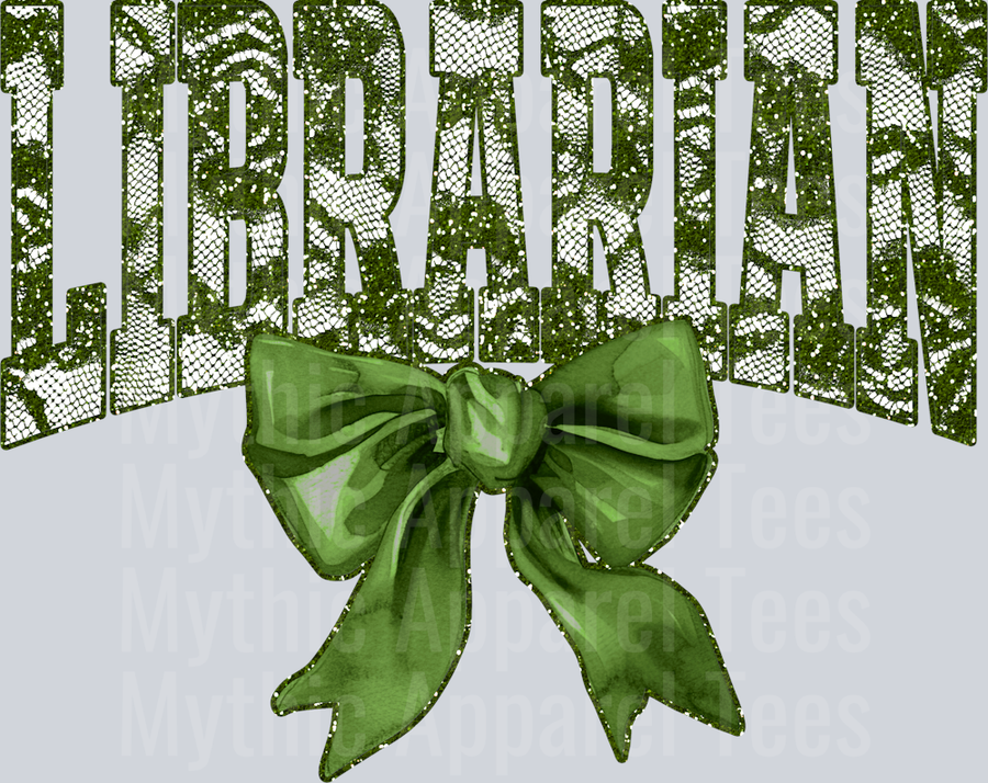 Olive Green Lace Librarian St Patrick's Day College Font Floral and shamrock pattern