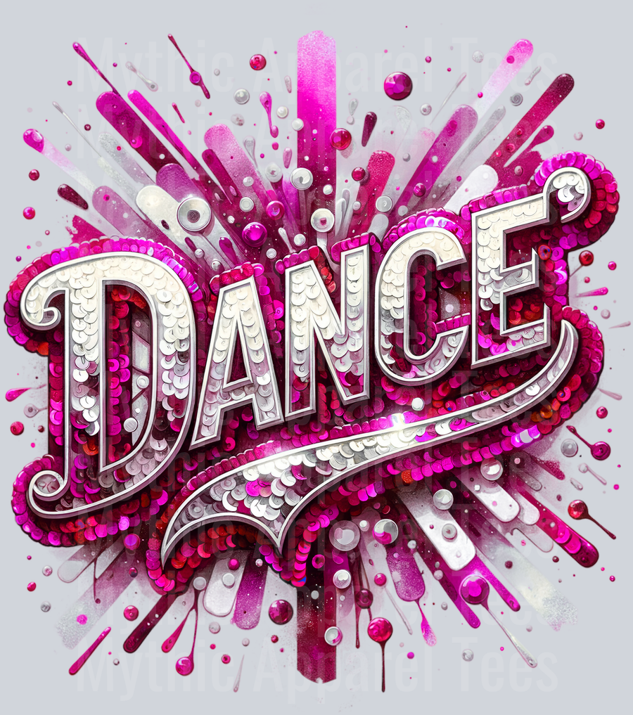Sequin Dance 1 Pink DTF Dance Swoosh Transfers