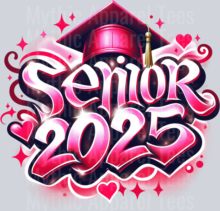 001 Airbrushed Senior 2025 RED DTF 2025 Senior Graduation Transfers