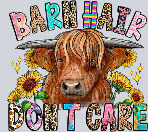 Barn Hair Dont Care Highland Cow 4th of july DTF Patriotic Transfers
